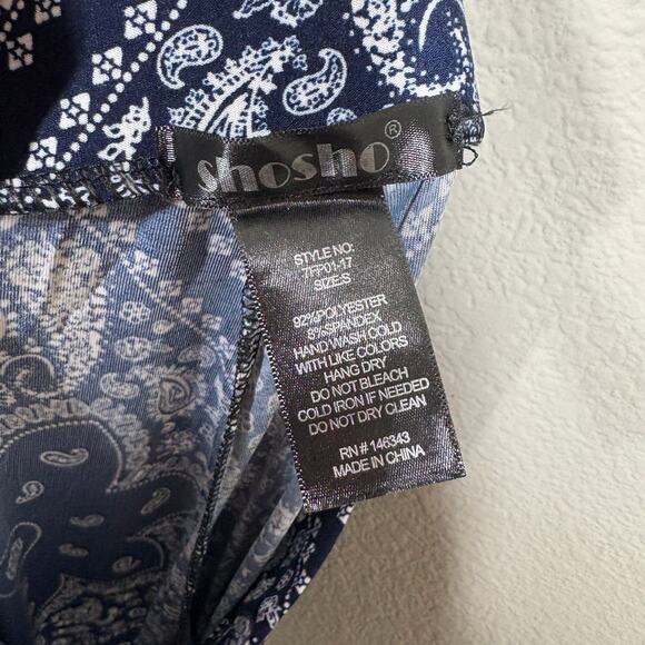 Shosho Small Palazzo Leggings Pants Blue Paisley Print Flared Pull On Stretch - Picture 8 of 8